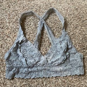 Gray Lace Criss Cross Bralette